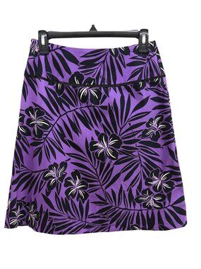 Laura Scott Purple Floral Tropical Skirt – Size 4, Cotton Spandex Blend
